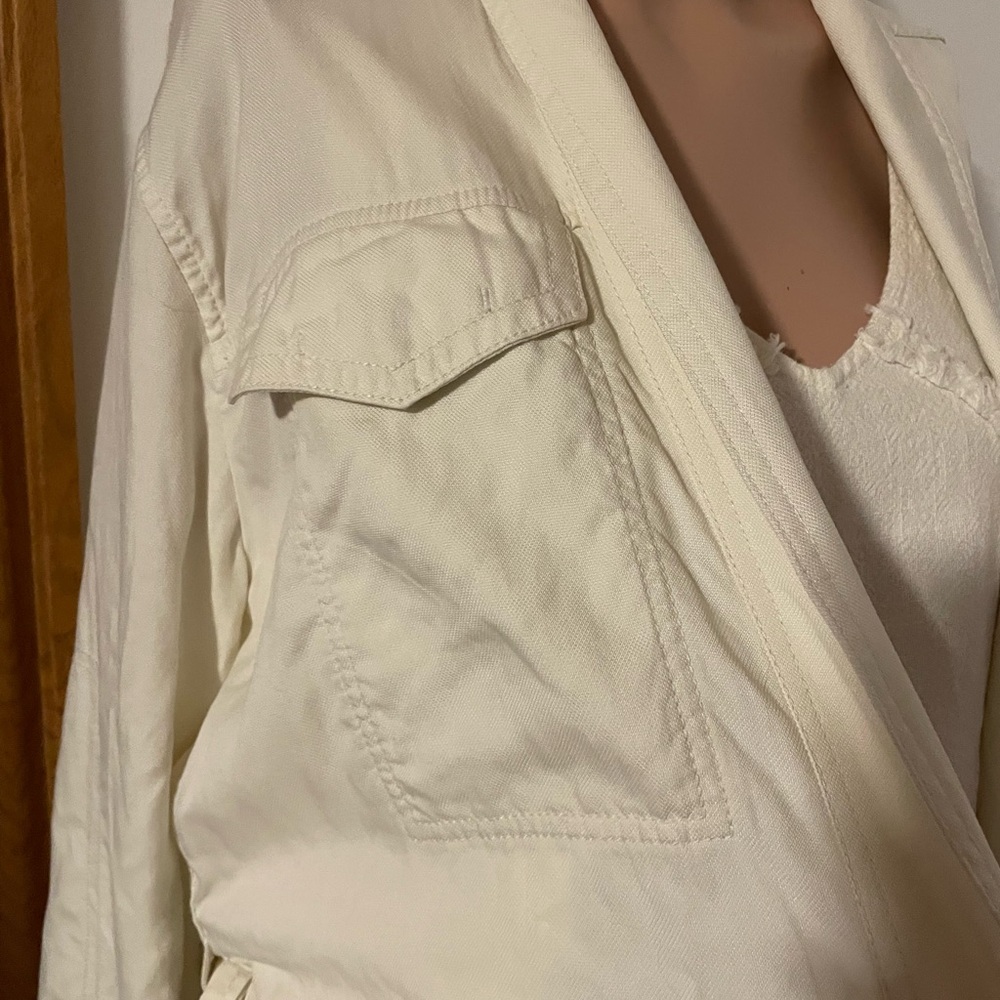 L NWT belted blazer soft jacket cardi cream - Picture 7 of 7